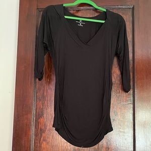 Black cotton blouse Sz S. 3/4 length sleeves.